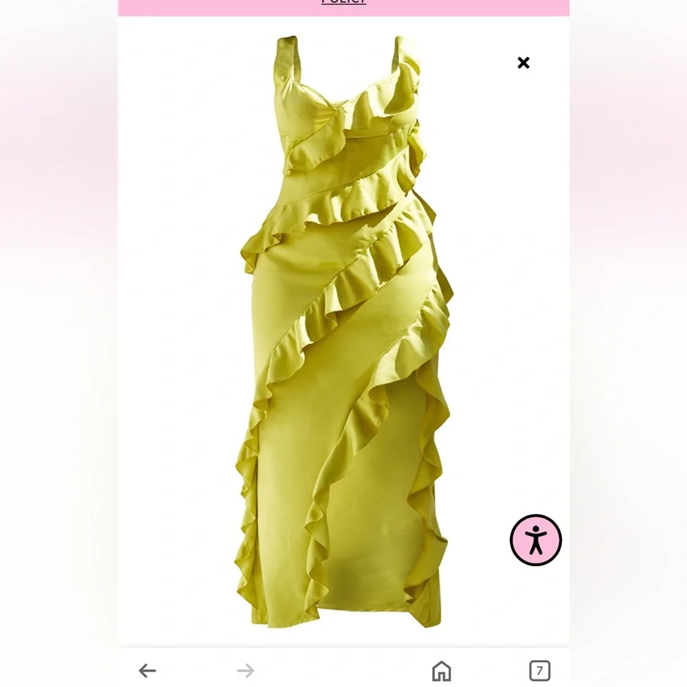 PrettyLittleThing Lime Ruffle Maxi Dress - Picture 3 of 3